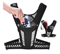 Veste de Running Porte-Téléphone, Zip Reflective Vests Holds 1000ml Water Bottle,Adjustable Waistband & Breathable Materials, Chest Gear for Men/Women, Running Or Cycling