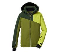 killtec Garçon Veste de ski/fonctionnelle avec capuche et jupe pare-neige KSW 192 BYS SKI JCKT, khaki/dunkel waldgrün/lime, 116, 43475-000