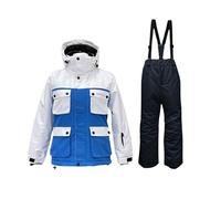 Veste De Ski avec Capuche Et Pantalon Salopette Enfant Windproof Imperméable Et Chaude pour Hiver Snowboard Tenue Complète