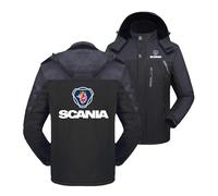 Veste De Ski De Neige Chaude Doublée pour Hommes Manteaux pour Scania Coupe-Vent Fermeture Éclair Complète Parka Confortable Combinaisons De Ski De Camping-Black||3XL