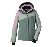 killtec Femme Ksw 26 Wmn Jckt Veste De Ski/fonctionnelle Avec Capuche Amovible Et Jupe Pare-neige, Light Sage/green-grey/rose Wood, 42 EU