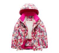 Veste de ski imperméable avec doublure en polaire - Manteau d'hiver chaud à capuche pour enfants - Imperméable et coupe-vent - Vêtements d'extérieur épais, rose vif, 9-10 ans