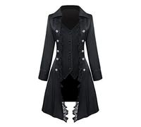 Veste De Smoking Femme Médiévale Coupe Ajustée Manteaux D'Hiver Victorien Costume De Cosplay Costume D'Uniforme Manteau En Laine Steampunk Queue De Pie VêTements Redingote Manteau Gothique Veste