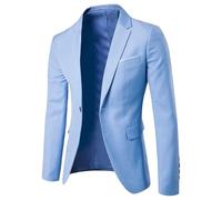 Veste de smoking légère pour homme - Style décontracté - Avec un bouton - Coupe ajustée, Bleu clair, L
