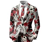 Veste de soirée décontractée imprimée pour Homme Manteau élégant pour Automne et Hiver Style Tendance pour passionnés de Mode Veste de Costume d'halloween pour Homme Imprimé tête de Mort Pull Noel