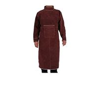 Veste de soudage tablier en cuir long manteau protection vêtements costume(Brown,XX-Large)