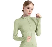 Veste de Sport Femme Veste de Course LéGèRe Veste de Sport de Fitness Respirante avec Trou pour Le Pouce Haut Zippé de Yoga, Course à Pied, Yoga, Gym.
