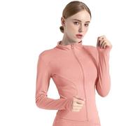 Veste de Sport Femme Veste de Course LéGèRe Veste de Sport de Fitness Respirante avec Trou pour Le Pouce Haut Zippé de Yoga, Course à Pied, Yoga, Gym.