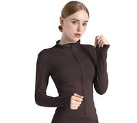 Veste de Sport Femme Veste de Course LéGèRe Veste de Sport de Fitness Respirante avec Trou pour Le Pouce Haut Zippé de Yoga, Course à Pied, Yoga, Gym.