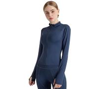 Veste de Sport Femme Veste de Course LéGèRe Veste de Sport de Fitness Respirante avec Trou pour Le Pouce Haut Zippé de Yoga, Course à Pied, Yoga, Gym.