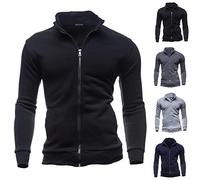 Veste de sport légère à revers pour homme avec fermeture éclair intégrale - Veste de sport extensible décontractée à manches longues - Coupe ajustée - Pour entraînement en plein air - Pull de course à