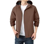 Veste de sport pour homme - Légère, imperméable, respirante - Coupe-vent pliable pour vélo, extérieur, randonnée et utilisation toutes saisons - Avec poches latérales - Veste de mi-saison, marron, 4XL