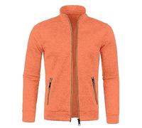 Veste de sport pour homme - Sweat-shirt tendance sans capuche - Couleur unie - Veste d'hiver avec poches - Fermeture éclair - Coupe ajustée - Grandes tailles - Cardigan confortable - Vêtement