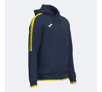 Joma - Sweat pour Homme - Olympiade - Capuche - Fermeture éclair, Bleu Marine/Jaune, XS