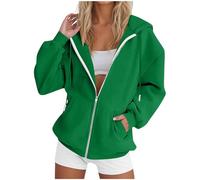 Veste de survêtement à capuche pour femme - Couleur unie - Élégant - Fermeture éclair - Veste de transition légère - Veste à capuche avec poches - Veste de sport en coton - Veste de sport - Veste de
