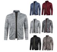 Veste de survêtement fine sans capuche pour homme - Veste demi-saison avec fermeture éclair intégrale - Col montant - Veste de sport légère - Couleur unie - Veste de loisirs - Coupe-vent, café, XXL