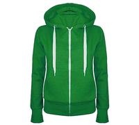 Veste de survêtement pour femme avec fermeture éclair intégrale - Couleur unie - Veste universitaire légèrement cintrée - En coton - Veste de sport - Veste à capuche, vert foncé, M