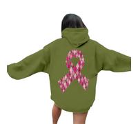 Veste de survêtement pour femme sans câlin Sweat-shirt décontracté pour femme sans pour le mois de sensibilisation au cancer du sein. Coupe ample, parfait pour un usage quotidien Asymétrique, vert, XL