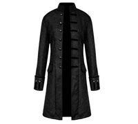 Veste de tailcoat vintage pour hommes goth long manteau de redingote victorienne steampunk (Noir,3TG)