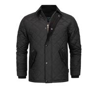 Indicode Hommes INAldos Jacket | Veste matelassée avec col en velours côtelé et matelassage en losanges Black M
