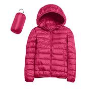 Veste de transition légère pour femme avec capuche, veste matelassée imperméable et respirante, doudoune, à manches longues, coupe ajustée, couleur unie, élégante, avec poche, rose, M