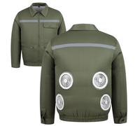 Veste de Travail ClimatiséE, Veste D'Uniforme De Travail D'ExtéRieur Unisexe Avec Ventilateurs de Refroidissement Pour Hommes Et Femmes, Avec 2/3/4 Ventilateurs Et 1 CâBle de DonnéEs(D4 fan,M)