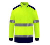 Veste de Travail Homme/Femme Haute Visibilité Vetement de Travail Réfléchissante Polo Homme Manches Longues de Sauvetage Tee Shirt de Chantier Blouse Mi Saison de Sécurité Chemise T Shirt Haut