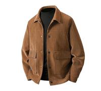 Veste de travail pour homme avec rayures fines - Veste mi-saison décontractée avec quatre poches - Veste chemise rayée pour un look moderne, Style_z02 Marron, M