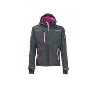 U-Power Veste softshell Space – capuche amovible, grandes poches, imperméable – Gris/Fuchsia