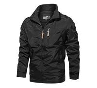 Veste de trench-coat multi-poches décontractée pour homme de couleur unie à extérieur Blouson De Ski Homme Rossignol (Black, XXXXL)