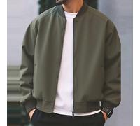 Veste de vol unie à la mode pour homme, col baseball, poignets et ourlet côtelés, collection printemps-automne L,M,S,XL,XS,XXL,XXSRayéTissu tissé
