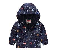 Veste décontractée à capuche pour enfants avec impression dessin animé - Manteau coupe-vent à glissière et manches longues pour activités extérieures (Black, 12-18 Months)