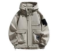 Veste décontractée à Capuche pour Homme Manteau Sportif extérieur avec Manches Longues conçu pour l'automne et l'hiver Coupe-Vent léger équipé de Poches et d'une Coupe Confortable pour Le (Khaki, M)