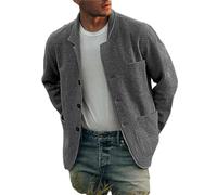 Veste décontractée de couleur unie pour homme, veste de costume à revers décontracté, blazer à simple boutonnage pour hommes et jeunes (gris, L)