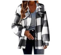Veste décontractée en Peluche pour Femme, Grande Taille, Bloc de Couleur, boutonnée, Chemisier Ample, Manteau Chaud Robe De Chambre Polaire Longue Grande Taille Peignoir Robe De Chambre Polaire