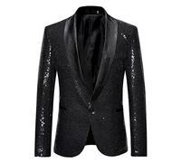 Veste DéContractéE Homme, Costume De Mode DéContractéE pour Hommes Sequin Male Stage Personnalité Performance Emcee Sequin Solid Color Suit