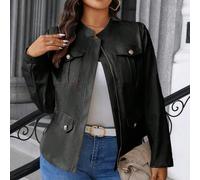 Veste décontractée pour femmes grandes tailles, de couleur unie, à manches longues, avec poches utilitaires et fermeture zippée 0XL,1XL,2XL,3XL,4XLTissu tissé