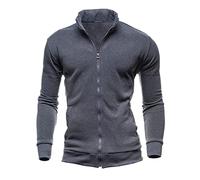 Veste décontractée pour homme en polyester, fermeture éclair sur le devant, col classique, coupe droite, design uni, pour un usage quotidien, couche extérieure, superposition, manteau pratique