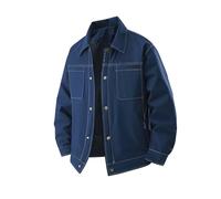 Veste décontractée pour homme en polyester, fermeture sur le devant, col classique, coupe droite, motif à carreaux, pour un usage quotidien, couche extérieure, couche quotidienne, manteau pratique
