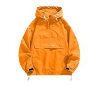 Veste décontractée pour hommes légère et respirante Impression de lettres Printemps Automne Vêtements d'extérieur Coupe ample Streetwear Manteau pour un usage quotidien, Orange, XL
