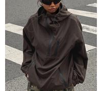 Veste décontractée tissée noire à capuche et fermeture éclair pour l'automne/l'hiver L,M,S,XL,XS,XXL,XXS,XXXL,XXXXLUnicoloreTissu tissé