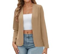 Veste demi-saison 2026 pour femme - Coupe ajustée - Stretch - Confortable et légère - Vêtement de travail élégant - Couleur unie - Fente arrière ouverte, kaki, 3XL