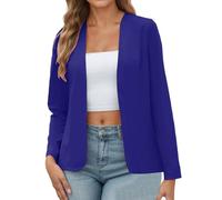 Veste demi-saison 2026 pour femme - Coupe ajustée - Stretch - Confortable et légère - Vêtement de travail élégant - Couleur unie - Fente arrière ouverte, Marine, XXL