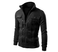 Veste demi-saison pour homme sans capuche, veste de survêtement pour homme coupe ajustée veste d'hiver veste d'automne veste d'aviateur col montant sweat-shirt veste de sport décontractée veste de
