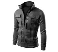 Veste demi-saison pour homme sans capuche, veste de survêtement pour homme, coupe ajustée, veste d'hiver, veste d'automne, veste d'aviateur, col montant, sweat-shirt décontracté, veste de sport