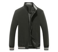Veste demi-saison sportive à col montant pour homme - Grandes tailles - Manches longues - Veste de loisirs légère - Couleur unie - Veste d'aviateur avec poches - Manteau de mi-saison - Blouson - Veste