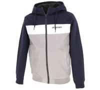 JACK & JONES JJERUSH Blocking Hood Bomber Jacket, Bleu Marine Blazer, L Hommes
