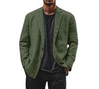 Veste d'été en lin pour homme - Blazer décontracté en coton et lin avec deux boutons - Veste simple et décontractée - Veste de costume pour les loisirs - Veste boutonnée - Veste de mi-saison - Coupe