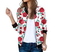 Veste d'été Femme Longue Sportive Motif floral Fermeture clair d'automne manteau matelassé uni décontracté Court Parka en Coton De Moto chaude et confortable velours Casual Sport