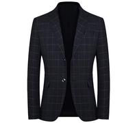 Veste d'été pour homme - Coupe droite - En lin texturé - Un bouton - Trois poches - Manches longues - Veste fine pour les loisirs - Pour le travail, le mariage, la vie quotidienne - Veste légère et